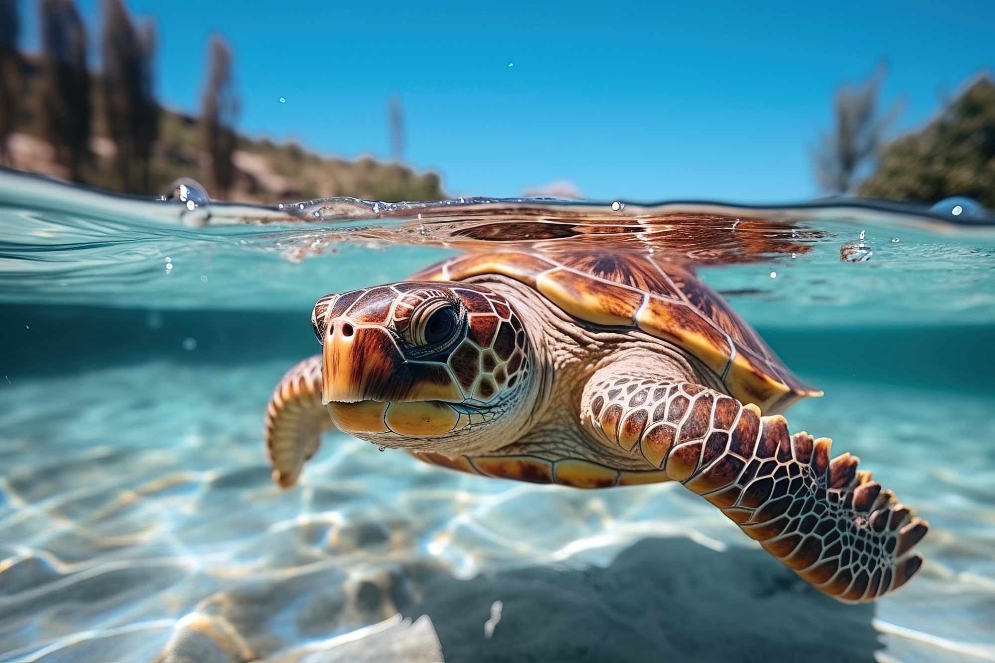 Schildkröte schwimmt im Wasser